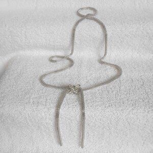 38" White Gold Tone Cable Necklace Fasion Piece With a Crossing Centerpiece!!